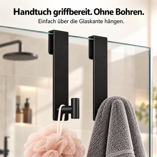 Handtuchhaken für die Duschglastür – 19 cm verlängerter Edelstahlhaken fürs Badezimmer