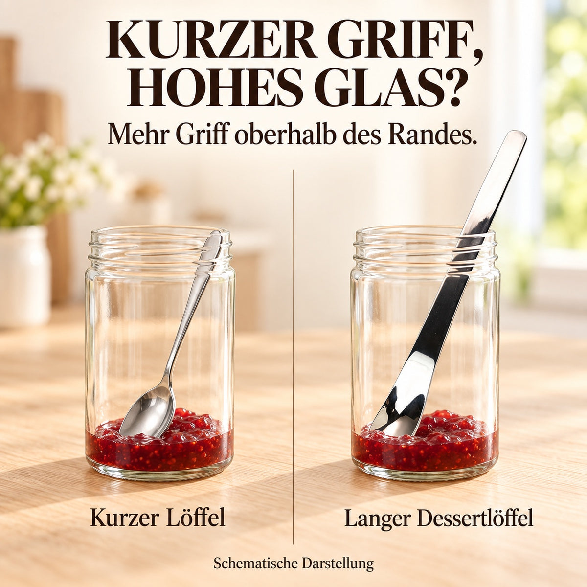 🥄 Edelstahl-Dessertlöffel mit langem Griff – Tiefer schöpfen & leichter erreichen