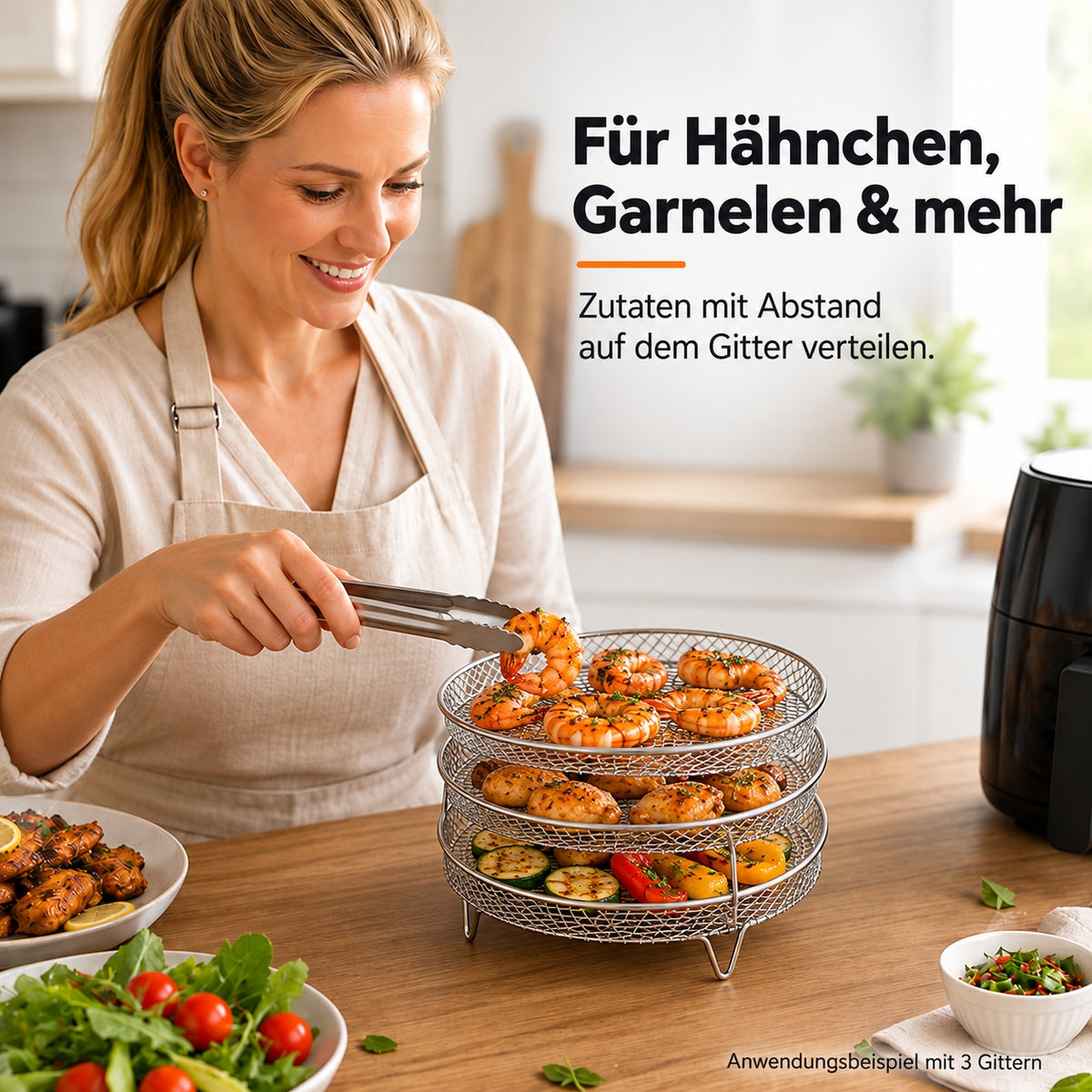 🍟 Mehr Platz, mehr Möglichkeiten – Edelstahl-Rost für Ihre Heißluftfritteuse