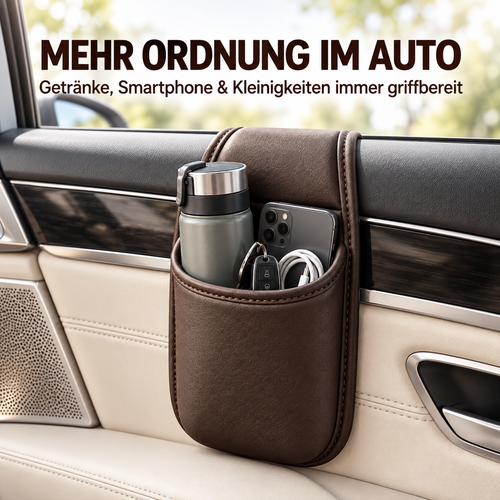 up🥳 2026 Bestseller 🥳 50 % RABATT!🚗 Auto-Tür-Getränkehalter aus PU-Leder – Mehr Platz für Getränke, Handy & Kleinigkeiten
