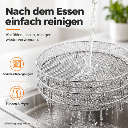 🍟 Mehr Platz, mehr Möglichkeiten – Edelstahl-Rost für Ihre Heißluftfritteuse