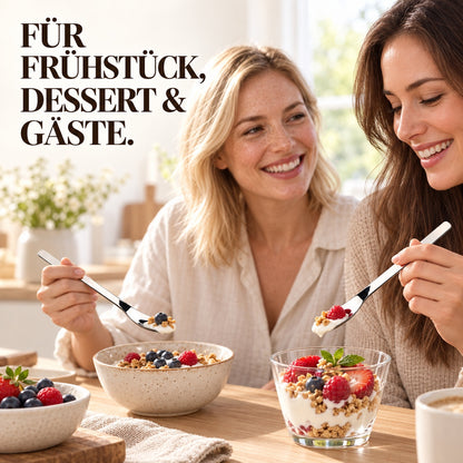 🥄 Edelstahl-Dessertlöffel mit langem Griff – Tiefer schöpfen & leichter erreichen