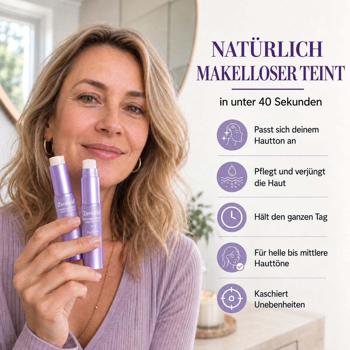 🌈Farbwechsel-Foundation-Stick – Passt sich deinem Hautton an für einen natürlichen Glow bei reifer Haut