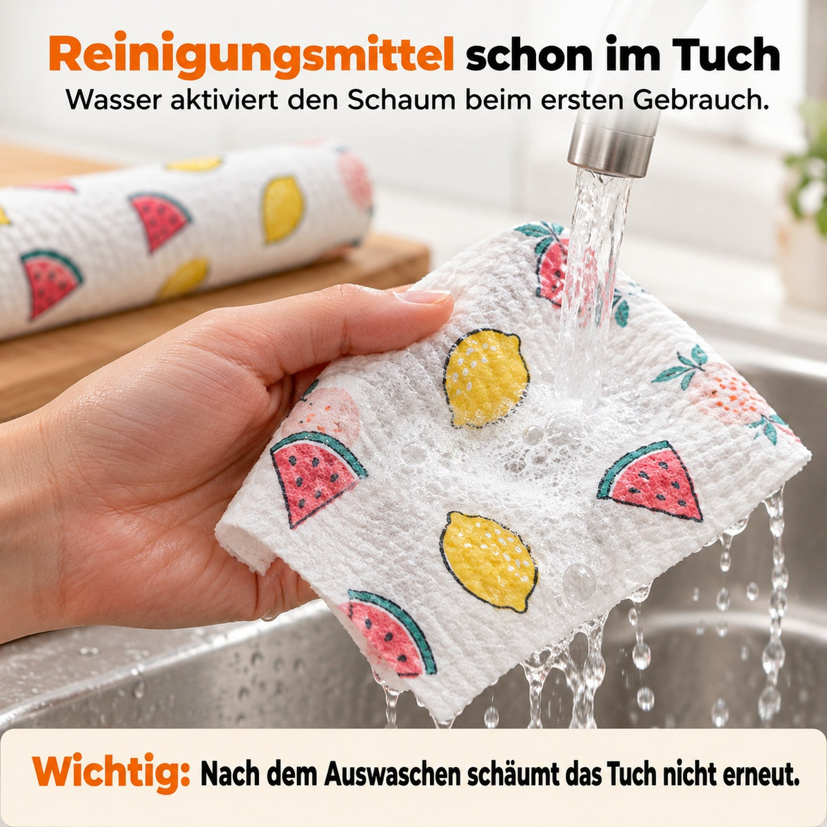 🧼 JETZT 50 % RABATT!  Selbstschäumende Küchen-Reinigungstücher – Einfach Wasser hinzufügen & loswischen!