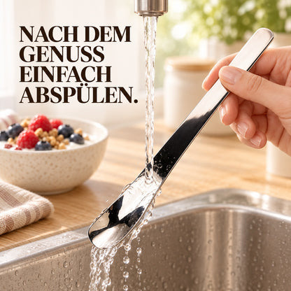 🥄 Edelstahl-Dessertlöffel mit langem Griff – Tiefer schöpfen & leichter erreichen