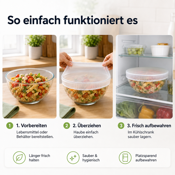 Zenlaria® Küchen-Frischhaltehauben – Die einfache Lösung für frische Lebensmittel