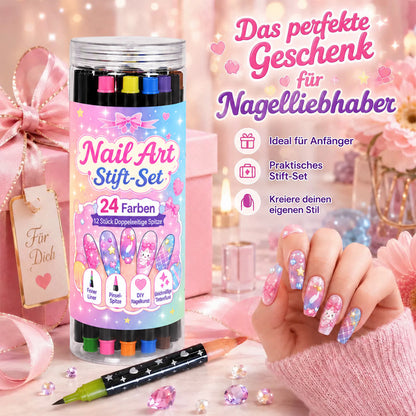 💅24-farbiges Nagelkunst-Stiftset mit zwei Enden – DIY-Maniküre-Zeichenset🎁