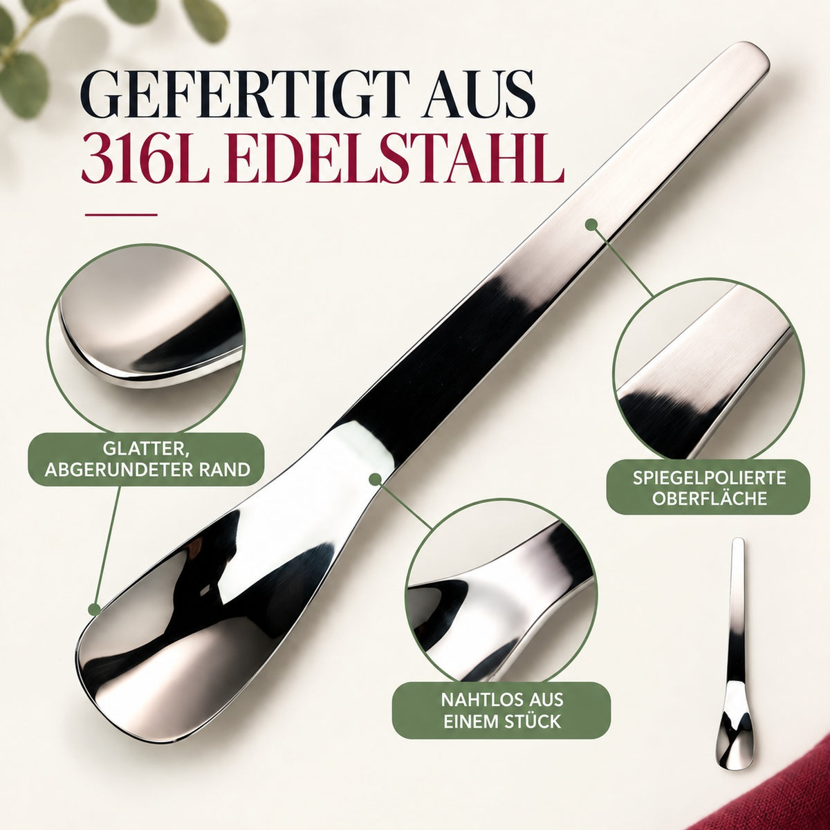 🥄 Edelstahl-Dessertlöffel mit langem Griff – Tiefer schöpfen & leichter erreichen