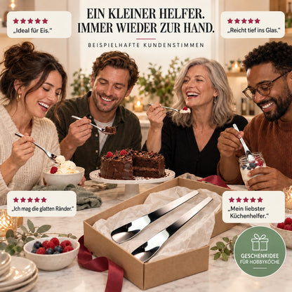 🥄 Edelstahl-Dessertlöffel mit langem Griff – Tiefer schöpfen & leichter erreichen