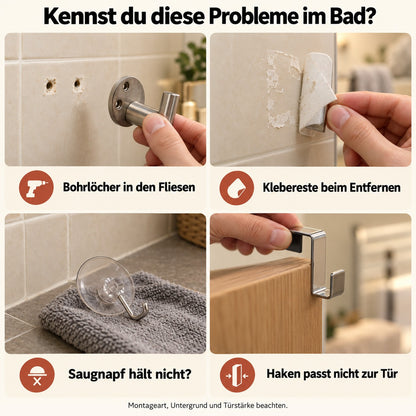 Handtuchhaken für die Duschglastür – 19 cm verlängerter Edelstahlhaken fürs Badezimmer
