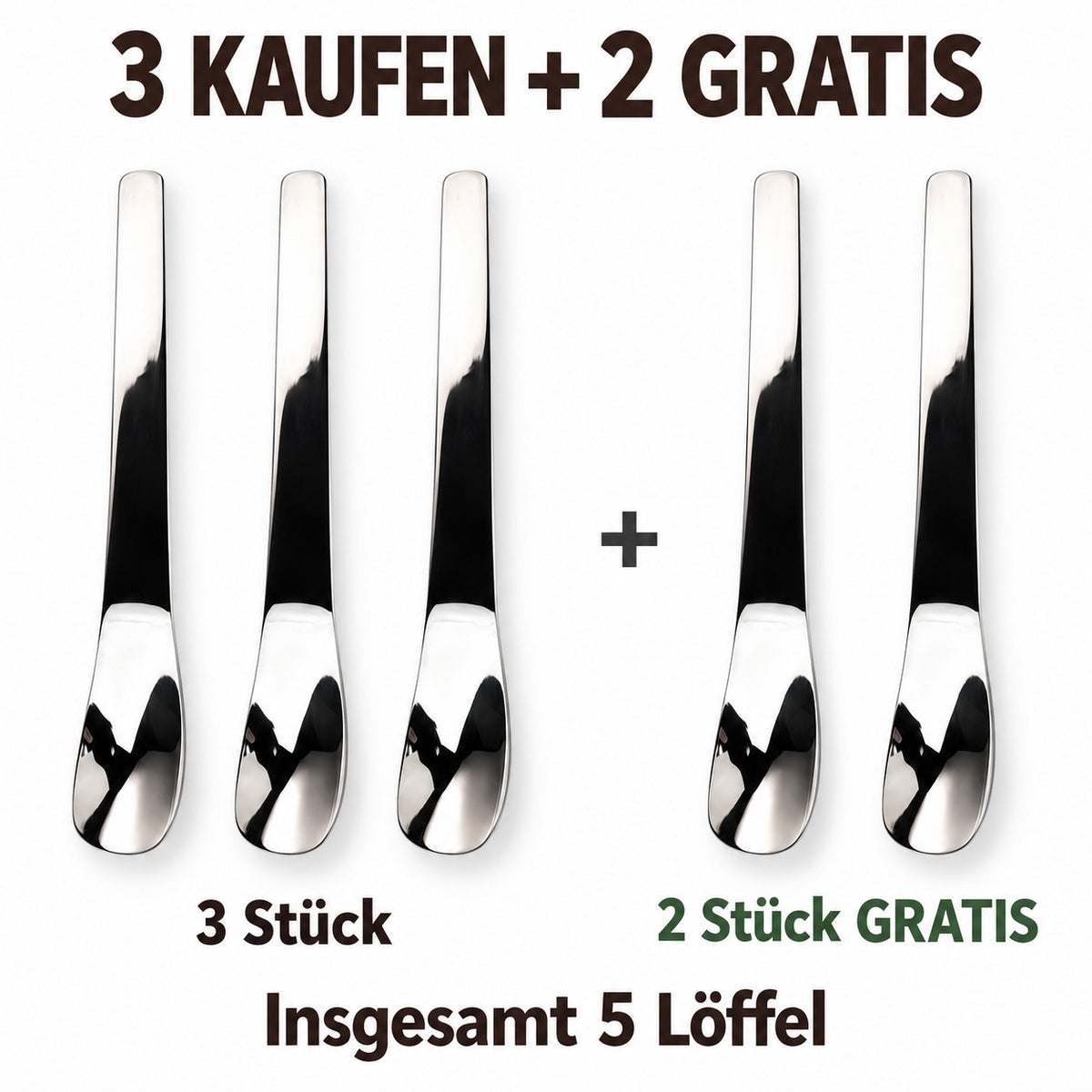 🥄 Edelstahl-Dessertlöffel mit langem Griff – Tiefer schöpfen & leichter erreichen