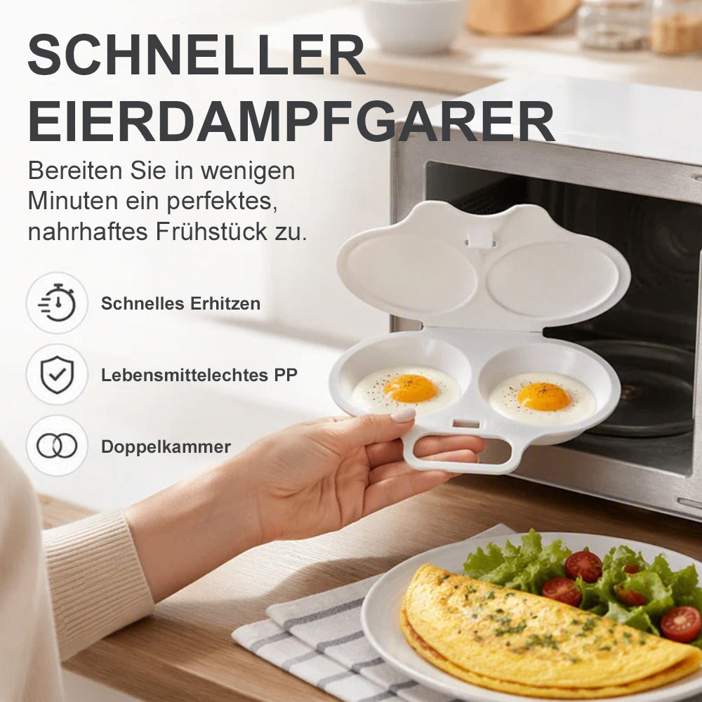 🥚🍳2026 VERKAUFSHIT🥳Mikrowellen-Eierpochierer – mit zwei Mulden, Antihaft-Oberfläche & leicht zu reinigen. Weniger Fett als beim Braten – jetzt Vorrat sichern & sparen! 🏠