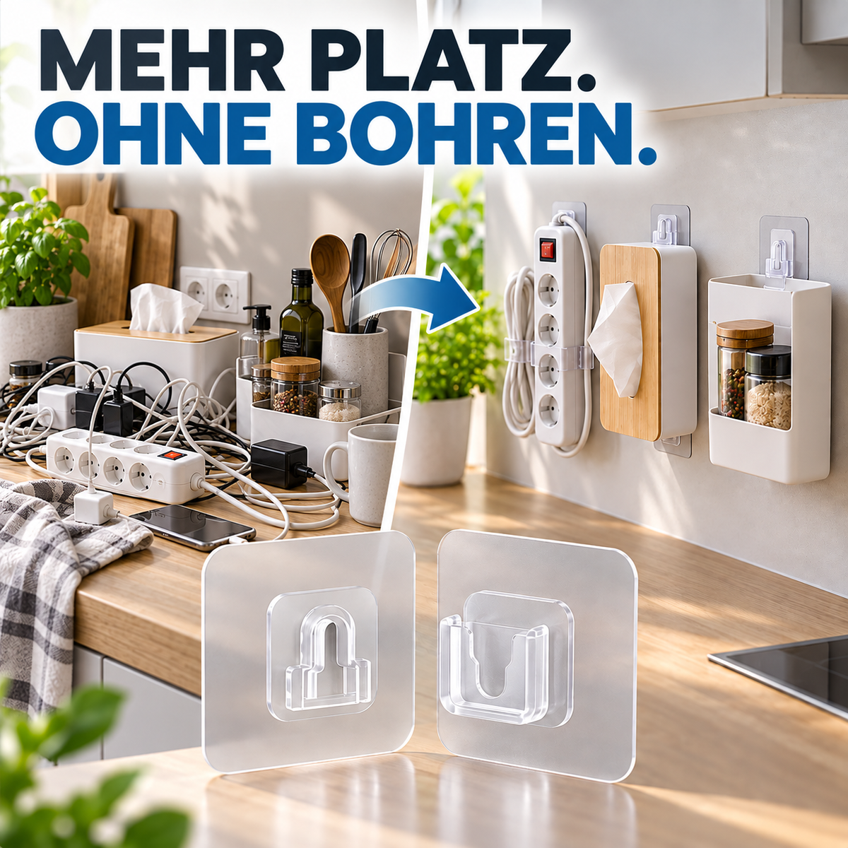 up Doppelseitige Klebehaken – Befestigen ohne Bohren.😁Mehr Platz. Mehr Ordnung. Ganz ohne Bohren.