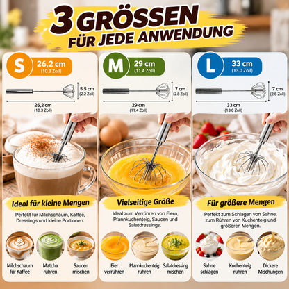 🔥 50% RABATT – Halbautomatischer Edelstahl-Schneebesen – Schnell & mühelos mixen