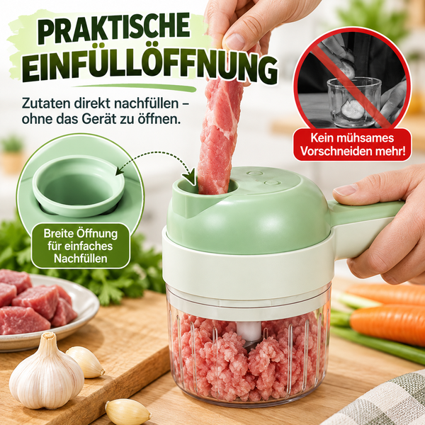 4-in-1 manuelles elektrisches Gemüseschneider-Set, kabellose Multifunktions-Küchenmaschine