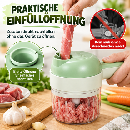 4-in-1 manuelles elektrisches Gemüseschneider-Set, kabellose Multifunktions-Küchenmaschine