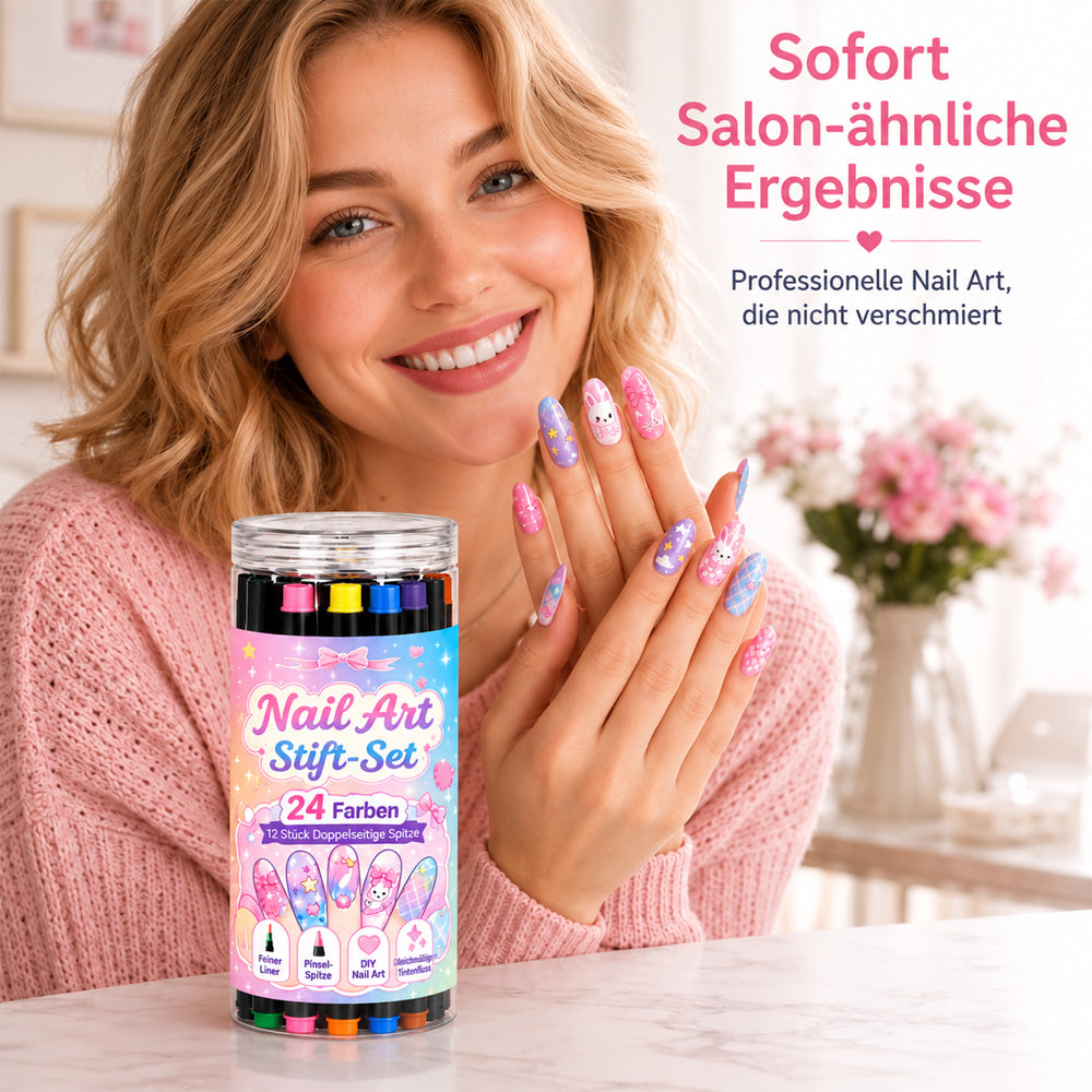 💅24-farbiges Nagelkunst-Stiftset mit zwei Enden – DIY-Maniküre-Zeichenset🎁