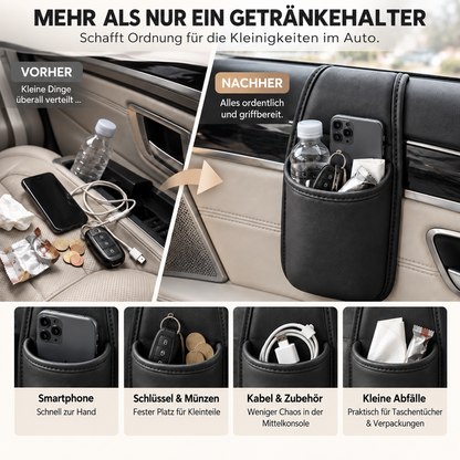 up🥳 2026 Bestseller 🥳 50 % RABATT!🚗 Auto-Tür-Getränkehalter aus PU-Leder – Mehr Platz für Getränke, Handy & Kleinigkeiten