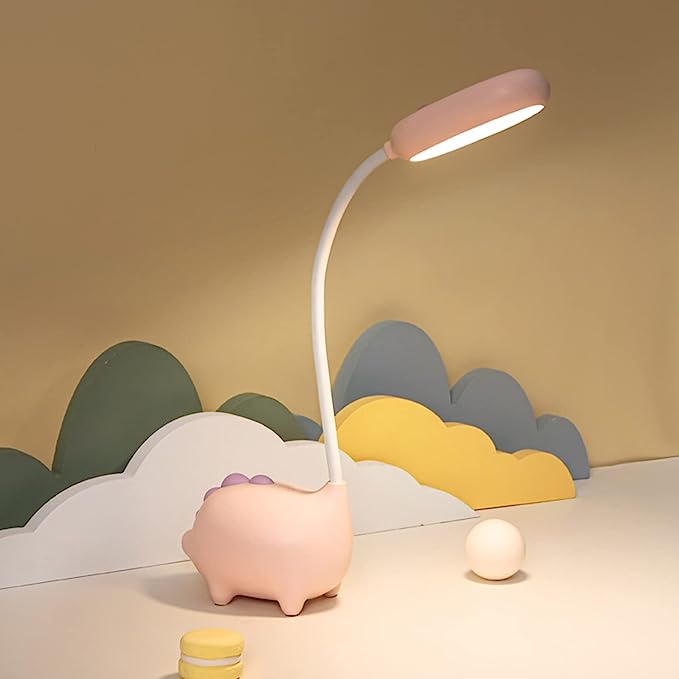 Zenlaria® Unique Dinosaur Desk Lamp LED Night Light for Kids Wireless Charging Student Learning Eye Protection Lamp USB Rechargeable Home Bedroom Study Desk Room Decoration Lamp is the Teens Girls Best Gift