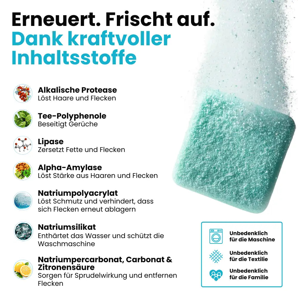 Waschmaschinen-Tiefenreiniger Tabs – gegen Gerüche, Rückstände & festsitzende Tierhaare