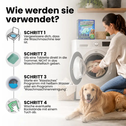 Waschmaschinen-Tiefenreiniger Tabs – gegen Gerüche, Rückstände & festsitzende Tierhaare