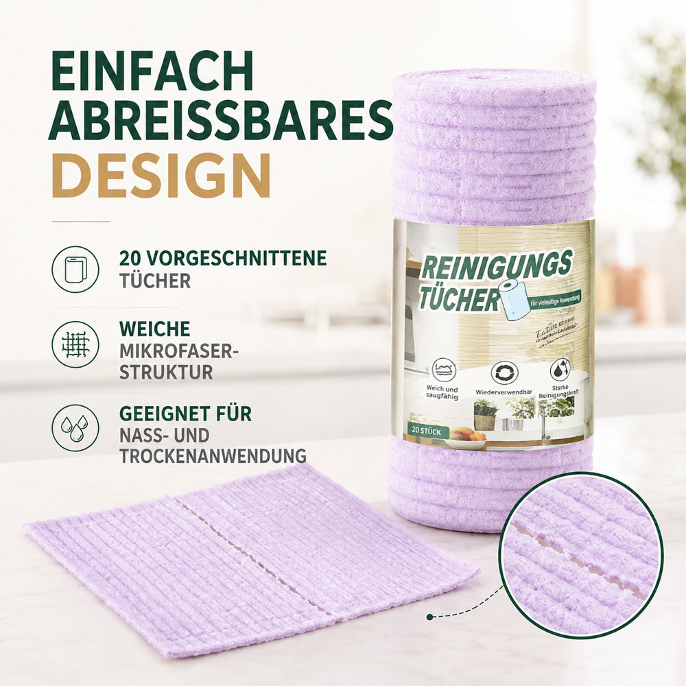 up clakryna® Reißbares Mikrofasertuch – Schnelle Reinigung ohne schmutzige Lappen