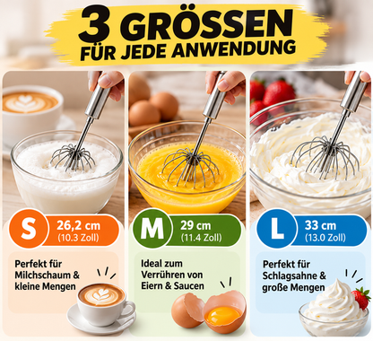 🪄 50% RABATT – Halbautomatischer Edelstahl-Schneebesen – Schnell & mühelos mixen