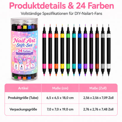 💅24-farbiges Nagelkunst-Stiftset mit zwei Enden – DIY-Maniküre-Zeichenset🎁