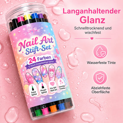 💅24-farbiges Nagelkunst-Stiftset mit zwei Enden – DIY-Maniküre-Zeichenset🎁