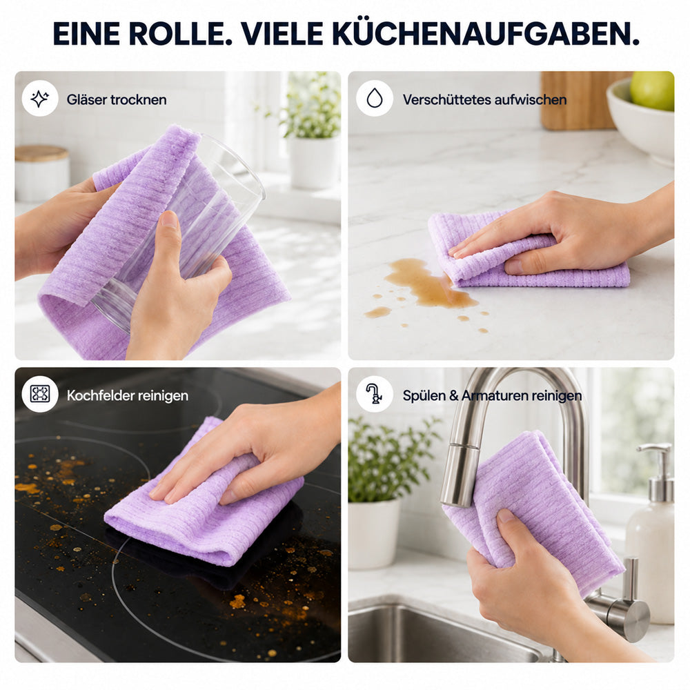 up clakryna® Reißbares Mikrofasertuch – Schnelle Reinigung ohne schmutzige Lappen