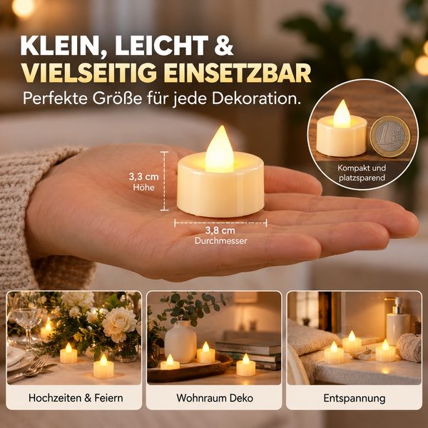 up Flackernde LED-Teelichter – 24er Set für stimmungsvolle Deko ohne Feuer
