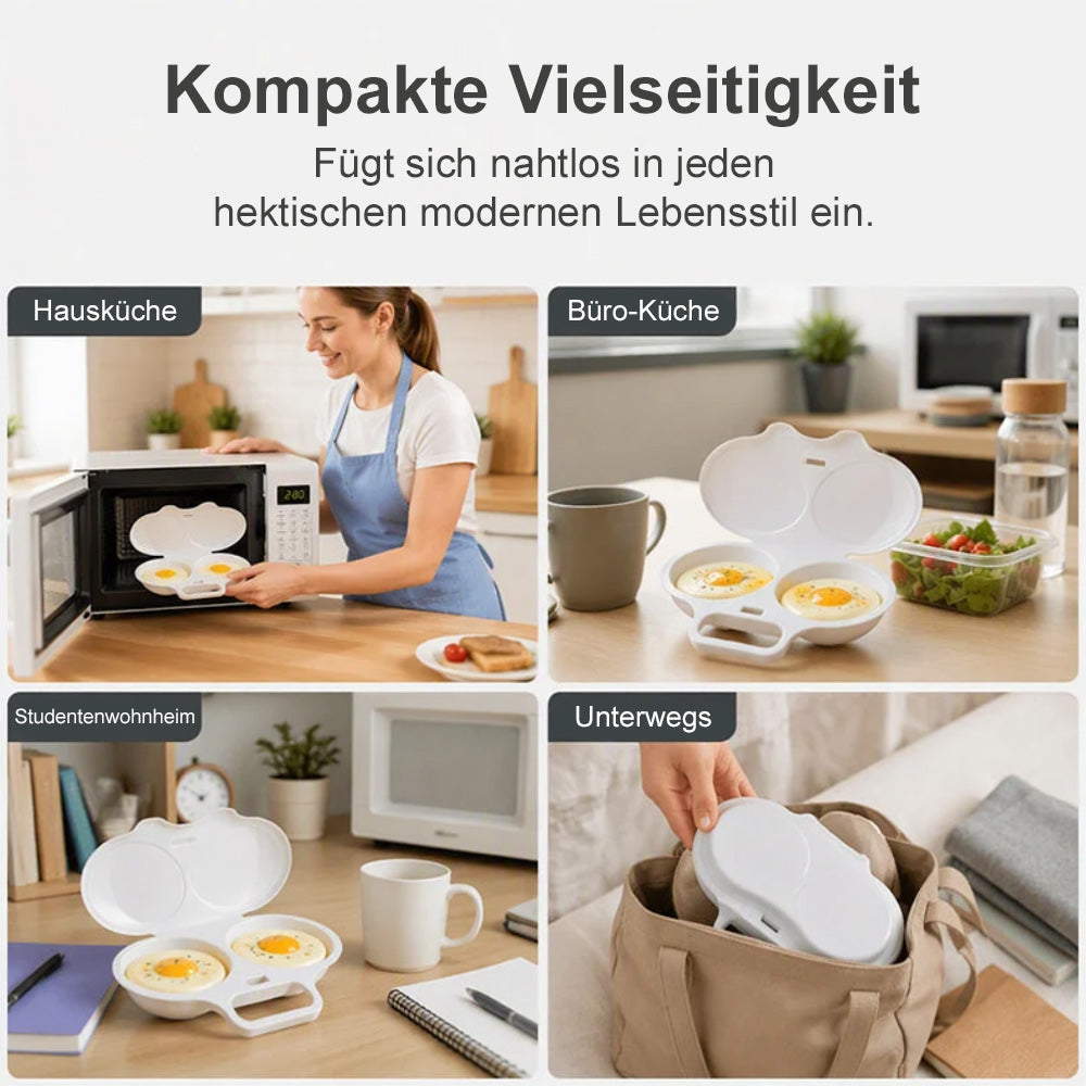 🥚🍳2026 VERKAUFSHIT🥳Mikrowellen-Eierpochierer – mit zwei Mulden, Antihaft-Oberfläche & leicht zu reinigen. Weniger Fett als beim Braten – jetzt Vorrat sichern & sparen! 🏠