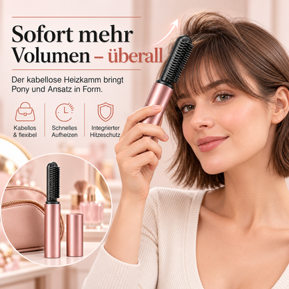 🧸Kabelloser Mini-Glättkamm – Für perfekten Pony & mehr Volumen am Ansatz