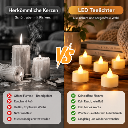 up Flackernde LED-Teelichter – 24er Set für stimmungsvolle Deko ohne Feuer