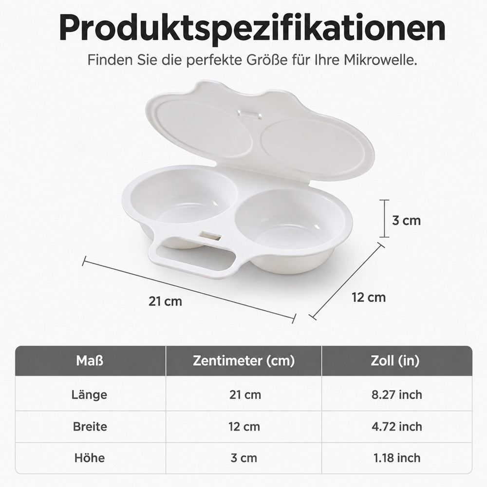 🥚🍳2026 VERKAUFSHIT🥳Mikrowellen-Eierpochierer – mit zwei Mulden, Antihaft-Oberfläche & leicht zu reinigen. Weniger Fett als beim Braten – jetzt Vorrat sichern & sparen! 🏠