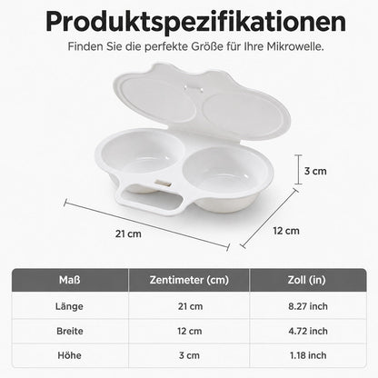 🥚🍳2026 VERKAUFSHIT🥳Mikrowellen-Eierpochierer – mit zwei Mulden, Antihaft-Oberfläche & leicht zu reinigen. Weniger Fett als beim Braten – jetzt Vorrat sichern & sparen! 🏠
