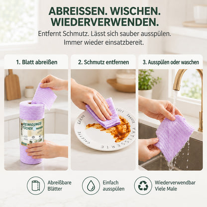 up clakryna® Reißbares Mikrofasertuch – Schnelle Reinigung ohne schmutzige Lappen