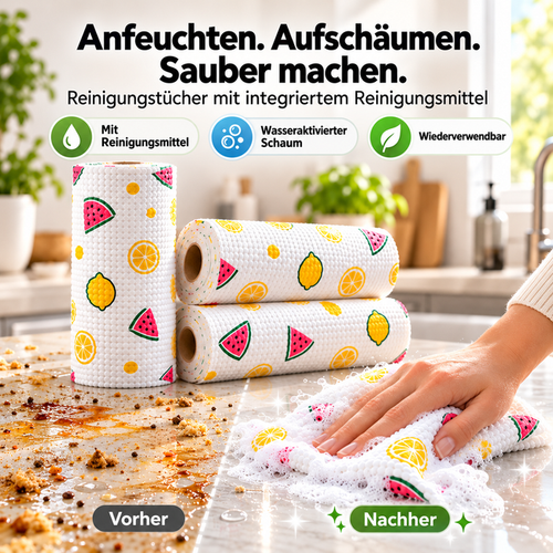 🧼 JETZT 50 % RABATT!  Selbstschäumende Küchen-Reinigungstücher – Einfach Wasser hinzufügen & loswischen!