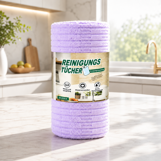 🎉Zenlaria® Reißbares Mikrofasertuch – Schnelle Reinigung ohne schmutzige Lappen