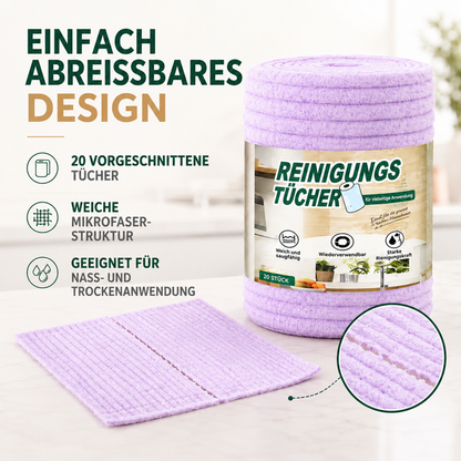 🎉Zenlaria® Reißbares Mikrofasertuch – Schnelle Reinigung ohne schmutzige Lappen