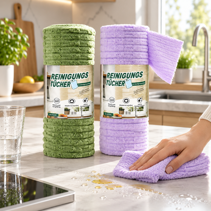 💧Zenlaria® Reißbares Mikrofasertuch – Schnelle Reinigung ohne schmutzige Lappen