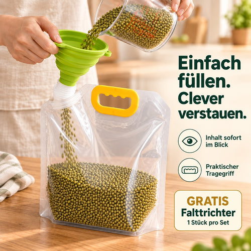 Verdickte, wiederverwendbare Vorratsbeutel – halten Reis, Bohnen & trockene Lebensmittel länger frisch und ordentlich verstaut