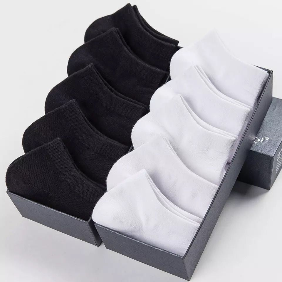 Zenlaria® 5 Pairs/Lot Low Cut Men Socks Solid Color Black White Gray Breathable Cotton Sports Socks Male Short Socks Women Men