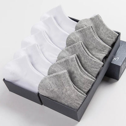 Zenlaria® 5 Pairs/Lot Low Cut Men Socks Solid Color Black White Gray Breathable Cotton Sports Socks Male Short Socks Women Men