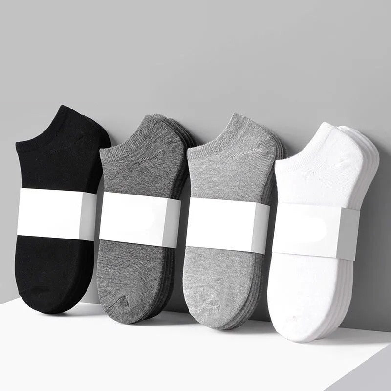Zenlaria® 5 Pairs/Lot Low Cut Men Socks Solid Color Black White Gray Breathable Cotton Sports Socks Male Short Socks Women Men