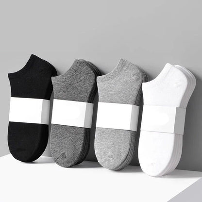 Zenlaria® 5 Pairs/Lot Low Cut Men Socks Solid Color Black White Gray Breathable Cotton Sports Socks Male Short Socks Women Men