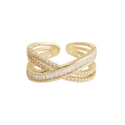 Zenlaria® New Exquisite Cross Opening Ring Fashion Temperament Simple Ring Elegant Ladies Jewelry