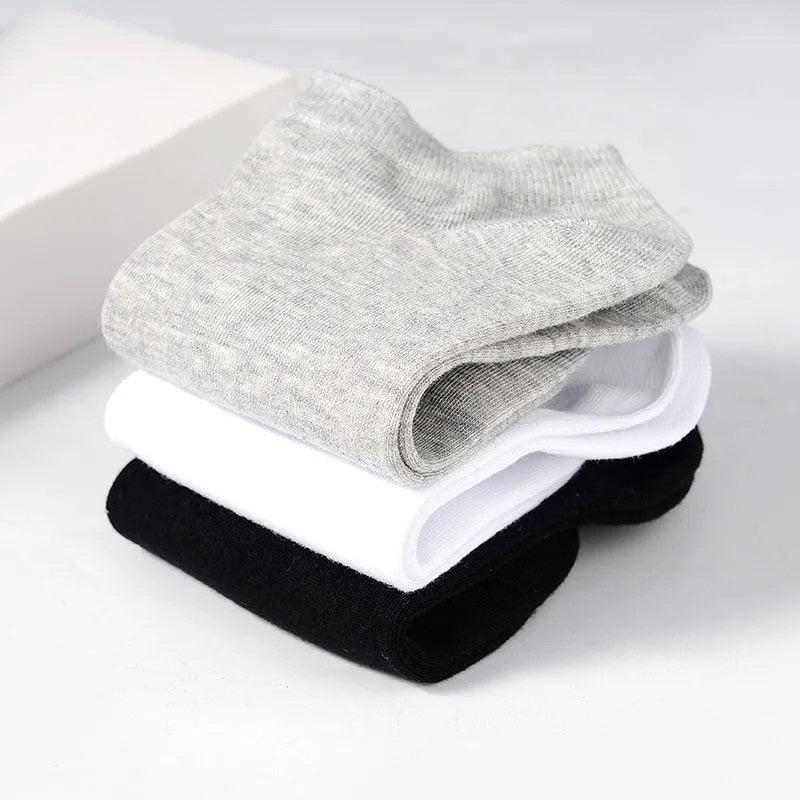 Zenlaria® 5 Pairs/Lot Low Cut Men Socks Solid Color Black White Gray Breathable Cotton Sports Socks Male Short Socks Women Men