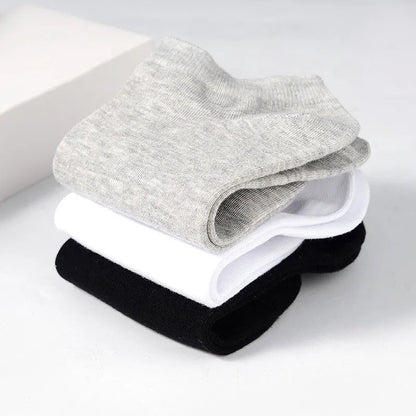 Zenlaria® 5 Pairs/Lot Low Cut Men Socks Solid Color Black White Gray Breathable Cotton Sports Socks Male Short Socks Women Men