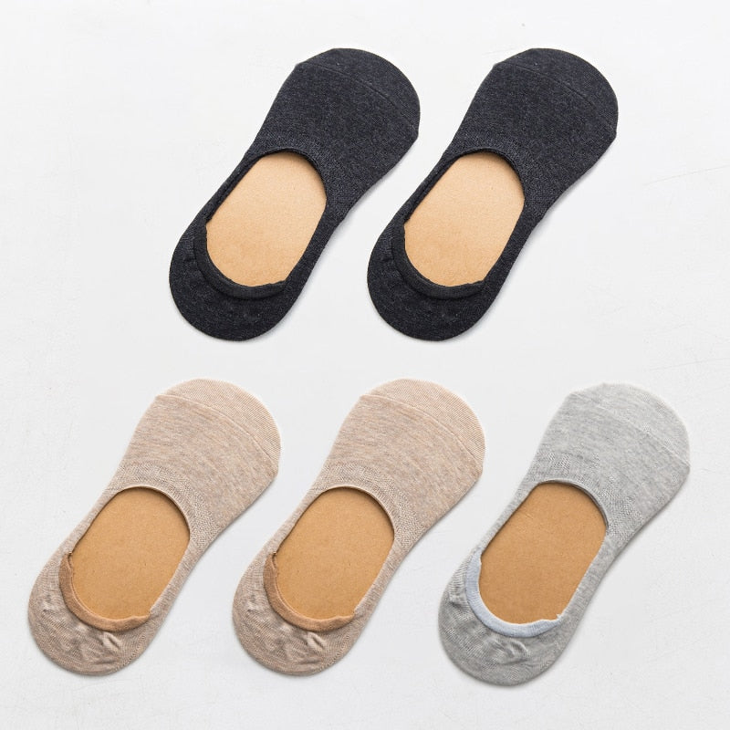 Zenlaria® 5 Pairs Spring Summer Women Socks Solid Color Fashion Wild Shallow Mouth Girls Female Invisible No Show Slipper Socks